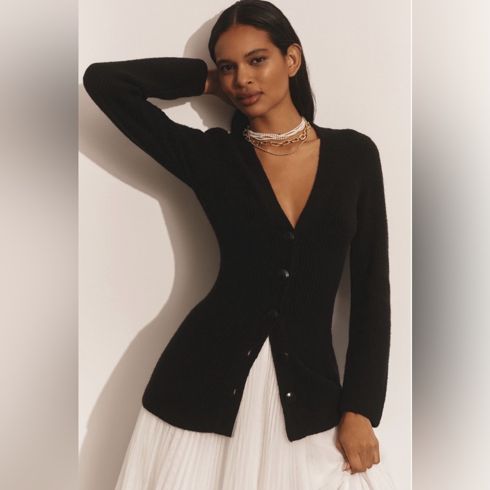 NWT! Anthropologie Maeve Hourglass Cardigan Sweater (Color: BLACK, Size: XS)